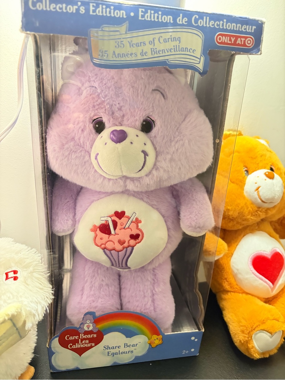 Care Bears Share Bear Plush - Lavender with Pink & Red Belly Art